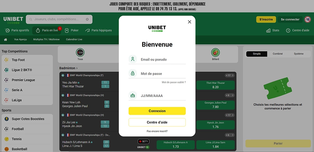 deposer sur unibet